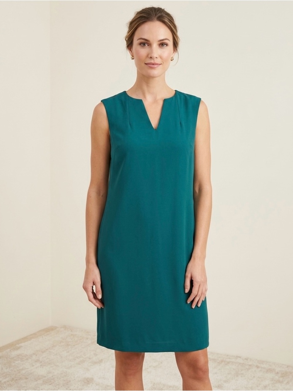 Size 8 Teal Sleeveless Midi Shift Dress Adrienne Vittadini